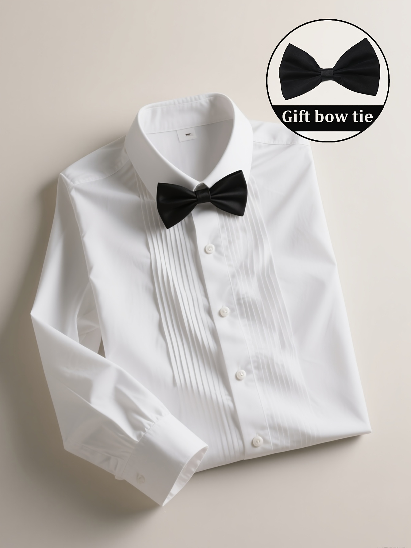 *'s Tuxedo Shirt Formal Dress Shirt with Bow Tie Long Sleeve Button Shirts  for Prom Party Wedding
