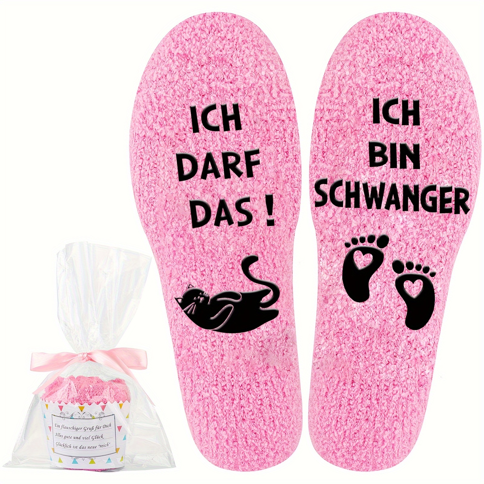 

Funny 'i'm Pregnant!' Non-slip Fluffy Socks - Perfect Day, Birthday & Christmas Gift For Expecting Moms - Soft Polyester , Machine Washable