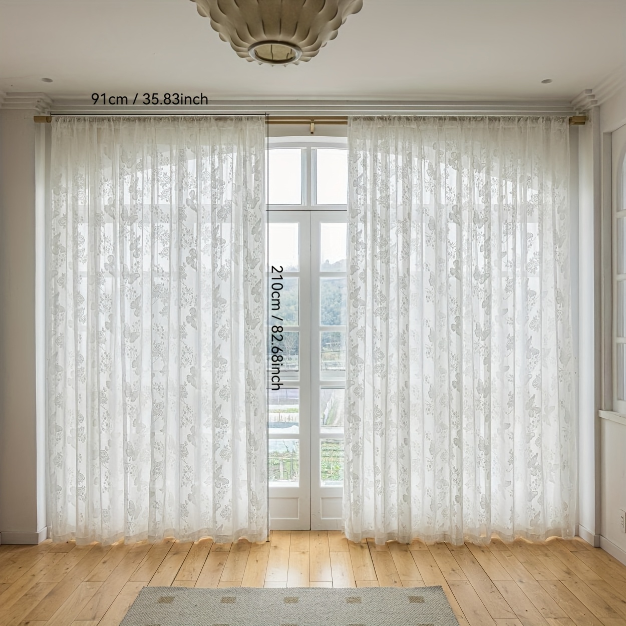 TEMU 1pc European Jacquard Semi-transparent Curtain, No Drilling Required, , Suitable For Bedroom, Living Room, And Dining Room Decoration.