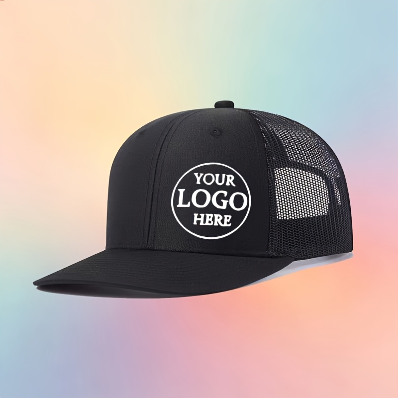 TEMU 1 Customizable Logo Trucker Hat - Breathable Mesh Baseball With Adjustable Back Closure, Ideal For Outdoor Activities And Personalized Gifts,
