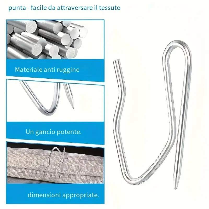 Ganci Tenda Doccia SUNFUA - 50 Pezzi In Metallo, Argento, Per Tende E Finestre - Foto 10