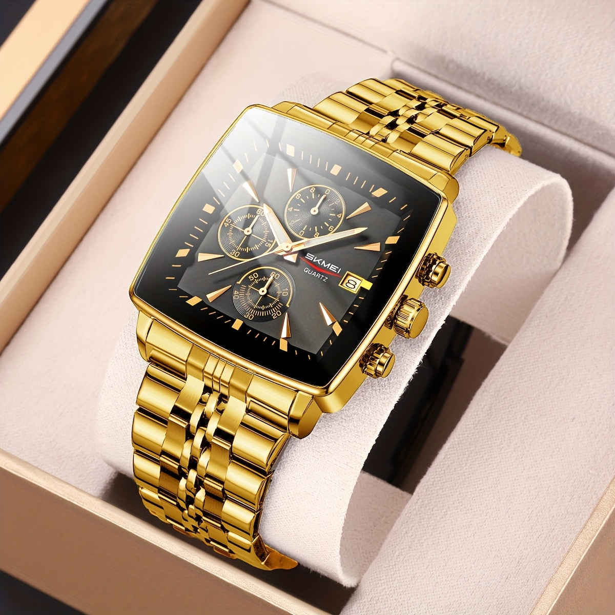   mens watch blue rectangle quartz wristwatch business luminous watch   for gifts