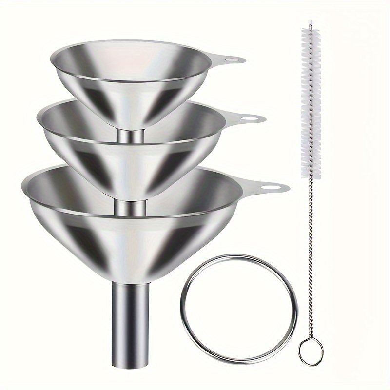 3pcs multi purpose funnel set super versatile heat resistant stainless steel construction for pouring and measuring milk wine oil juice honey   essential kitchen tools for everyday cooking and baking details 0