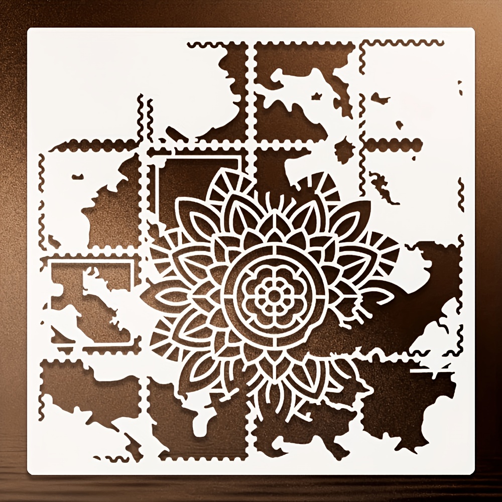 TEMU X Inch Retro Mandala Floral Hollow Painting Template, Suitable For Painting, Scrapbooking, Collage, Large Area Wall Hollow Template, Home Decor,