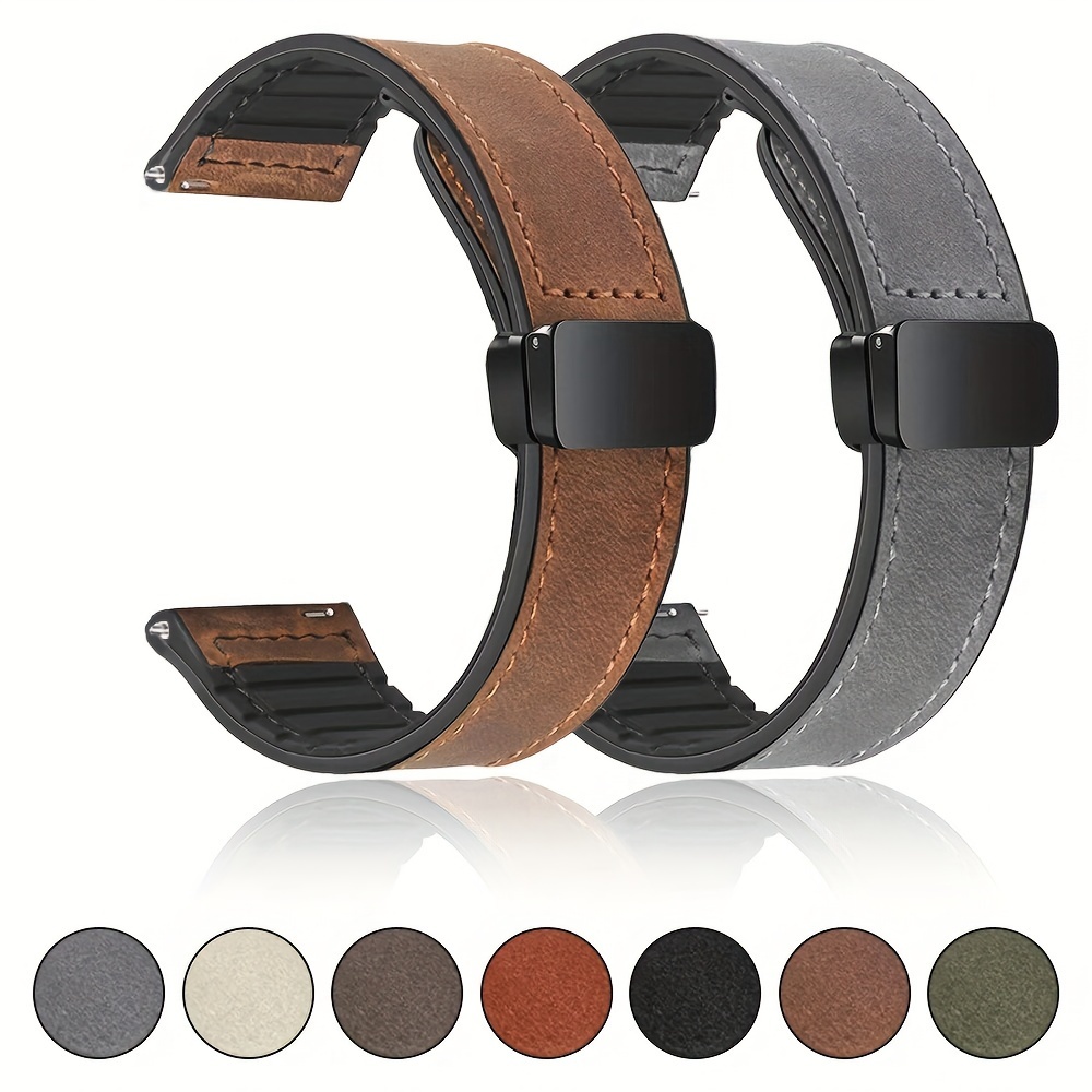 

22mm 20mm Faux Leather Silicone Bands Compatible With 6 5 4 3, For Xiaomi Watch , Smart Watch Strap Active 2 Bands 40mm 44mm/ Active 40mm For 3 41mm/ 42mm Gear S2 22mm 20mm