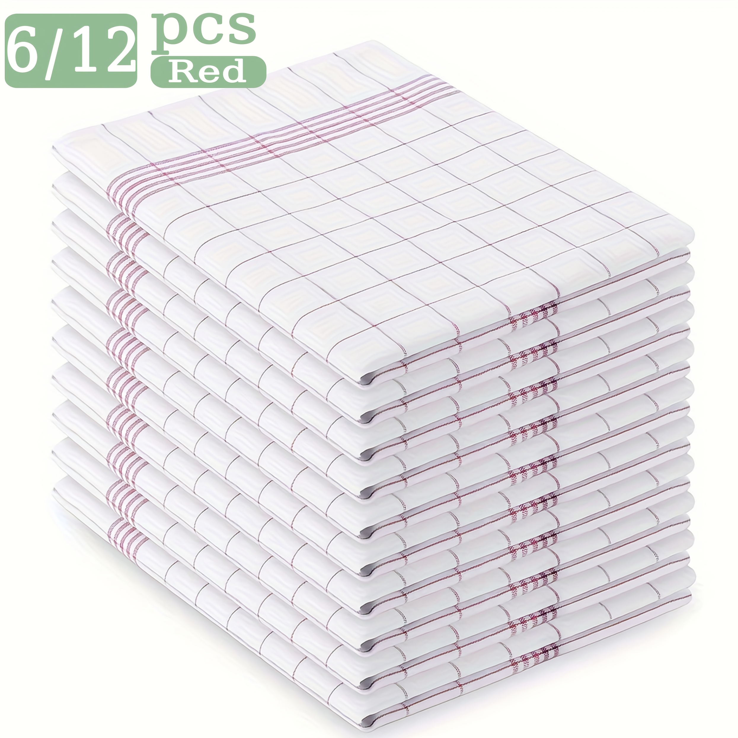 6/12Pcs Classic Plaid Dish Towel Scouring Pad
