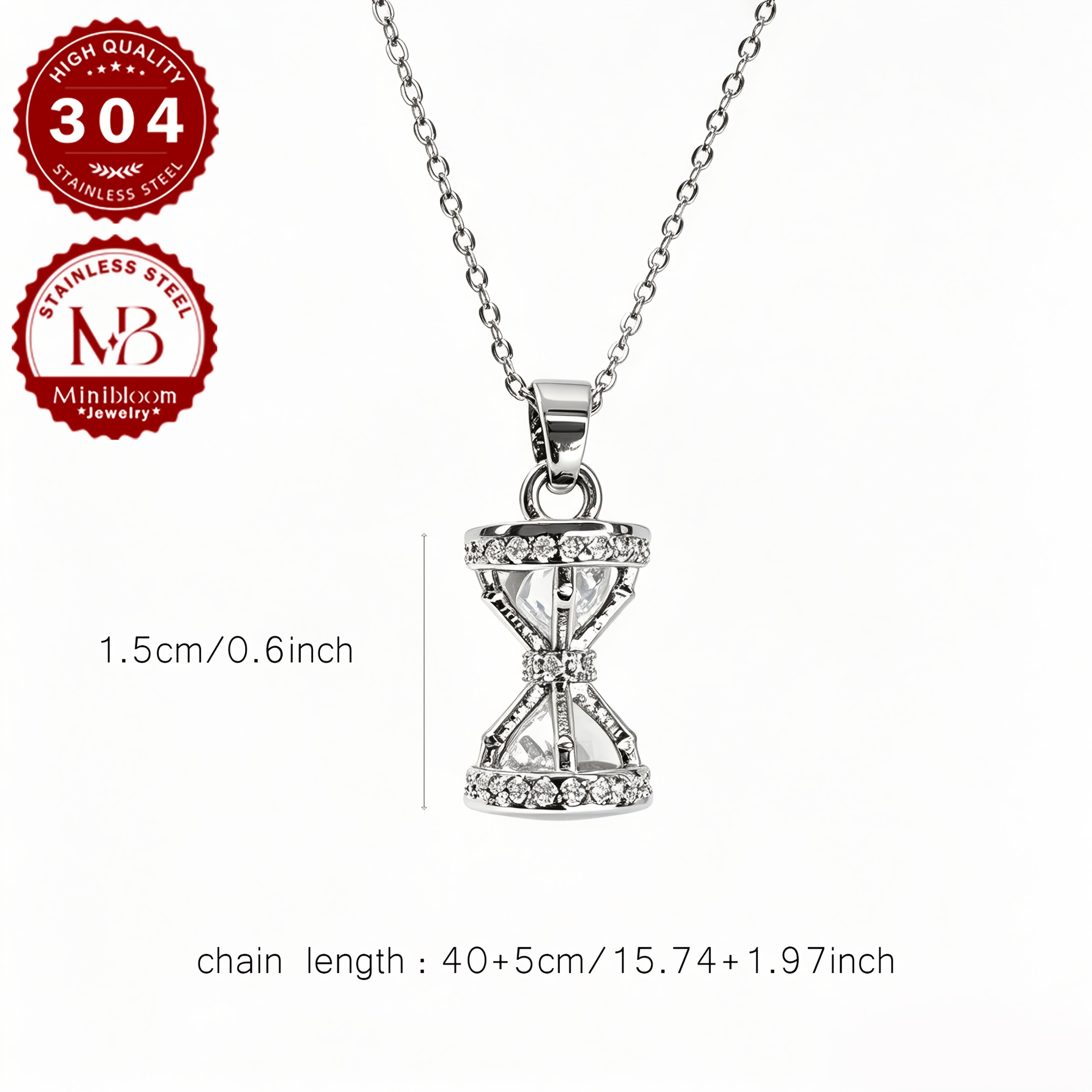 Women's Fashion Hourglass Pendant Necklace, Light Luxury
