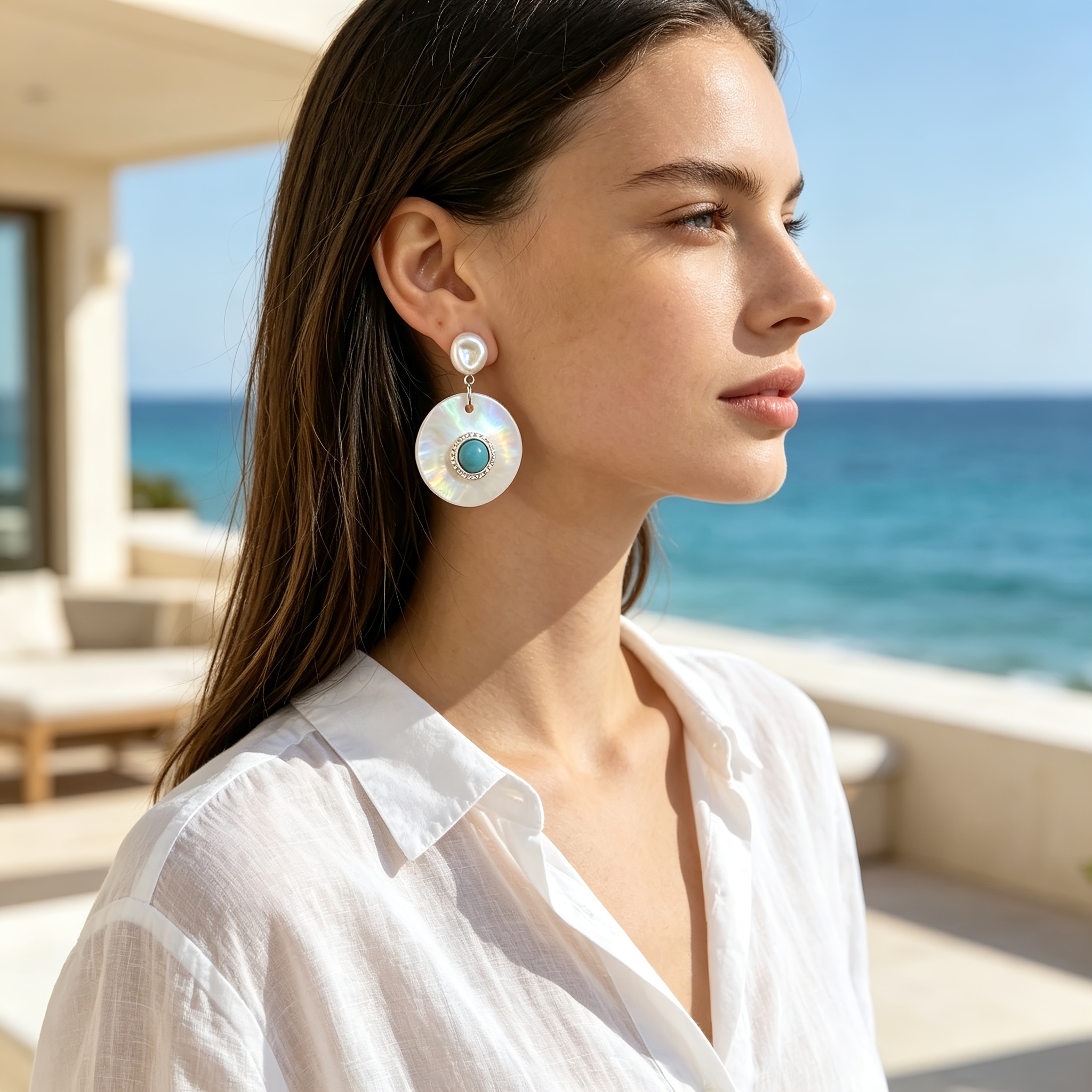 Women's S925 Sterling Silver Turquoise Dangle Earrings