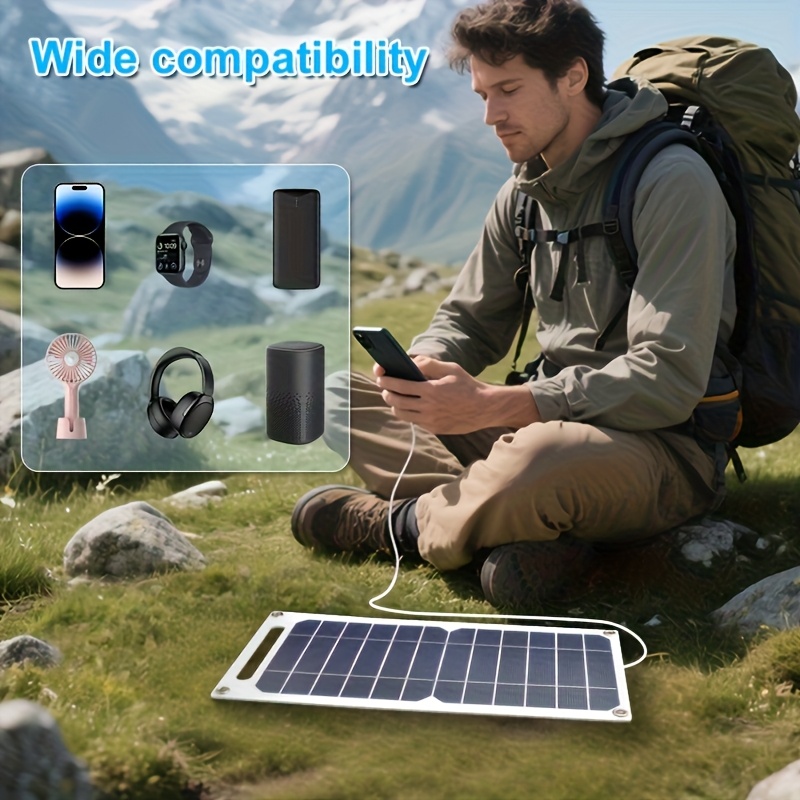 [high-performance conversion charging pad] portable solar charging panel - 5v usb safety voltage regulator, 2 usb ports with 2.5a output, lightweight for outdoor camping, home backup power supply, power bank, flashlight, fan, solar phone charger, foldable design, weatherresistant material, highefficiency regulator, emergency preparedness Product details 4