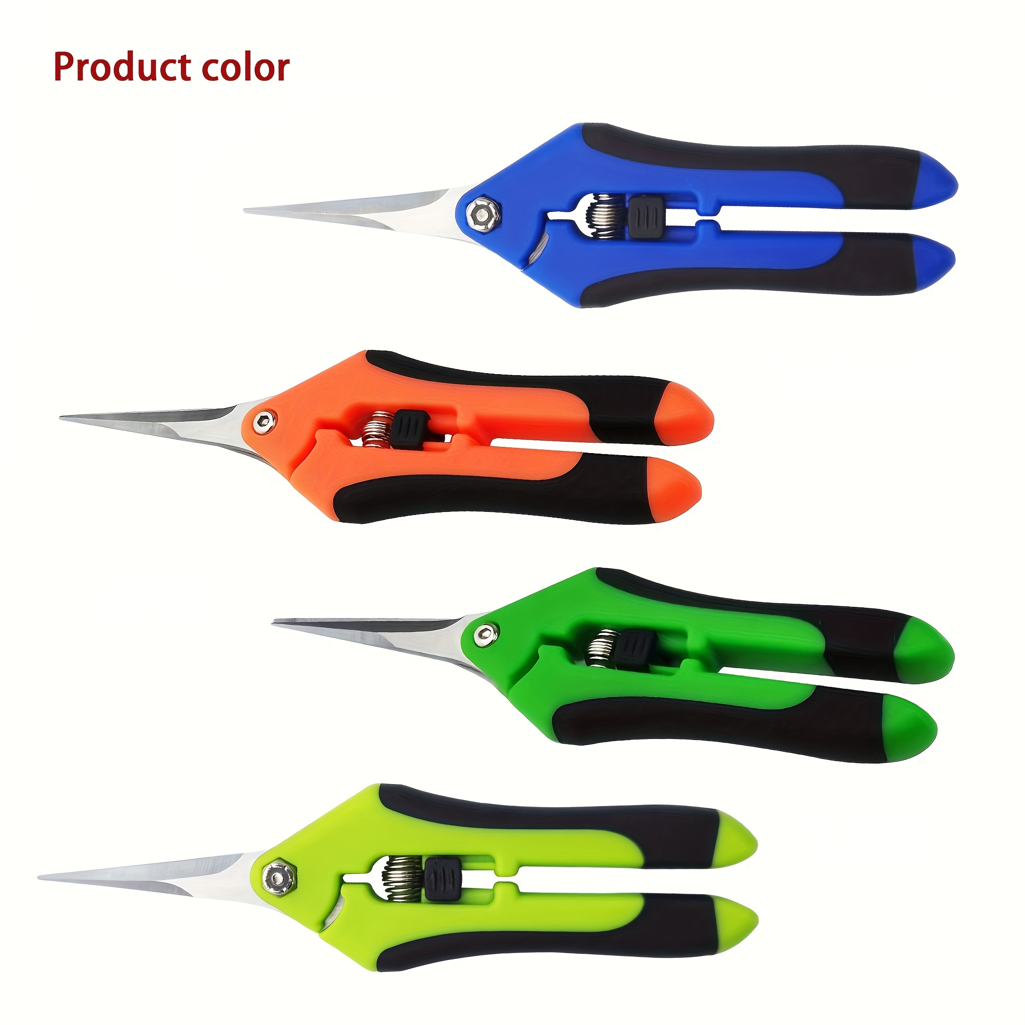 4pcs Stainless Steel Straight Head Garden Shears, Powerful Pruning Shears, Household Flower Pruning, Professional Fruit Picking Shears Tools (random Color)