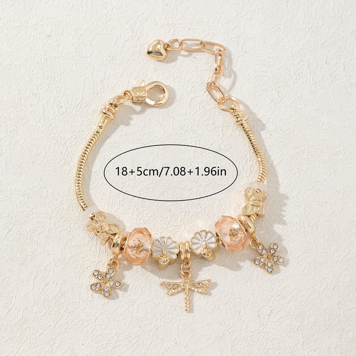 Women's Stylish Beaded Bracelet with Dragonfly and Flower Additions