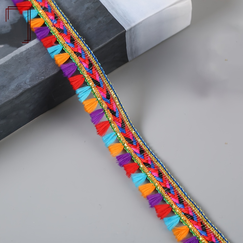 

3 Yards Multicolor Polyester Fringe Trim - Colorful Tassel Decorative Ribbon For Sewing, Garment Edging And Crafting Accessories