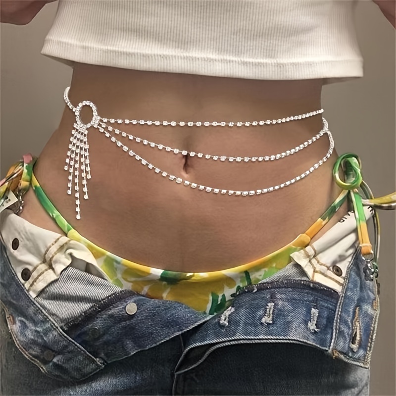 Luxury Multi layer Rhinestone Tassel Waist Belly Chain Body - Temu