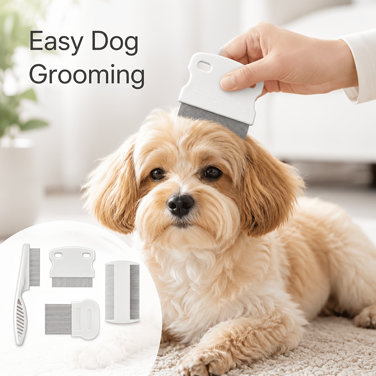 4pcs pet comb set stainless steel fine tooth grooming combs for cats and dogs     and loose hair removal tools Product details 7