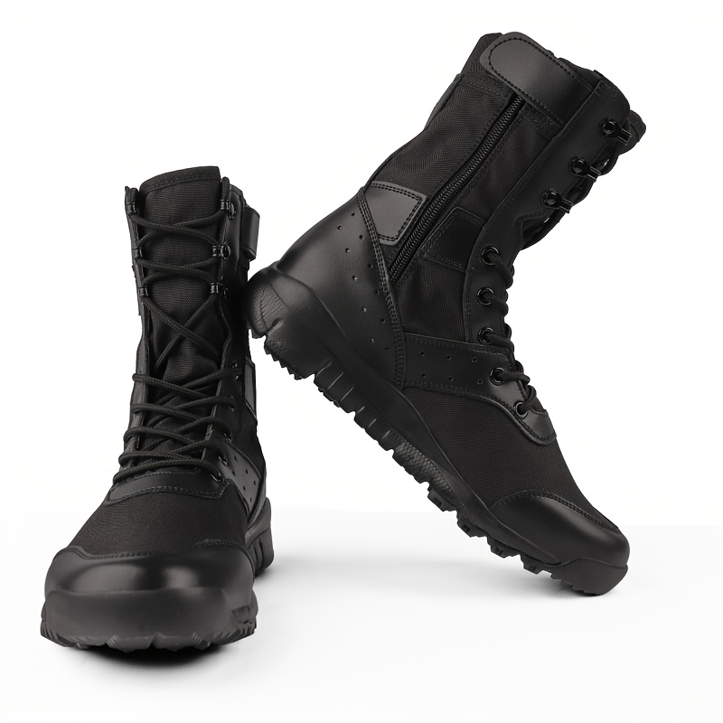 8-Inch *&#39;S Lightweight * Combat Boots, CQB Hiking &amp; Outdoor Work Shoes with Non-Slip Rubber Sole, Lace-Up Closure, Black, Durable Microfiber Upper, Fabric Lining, * Casual or *, Hiking Boots