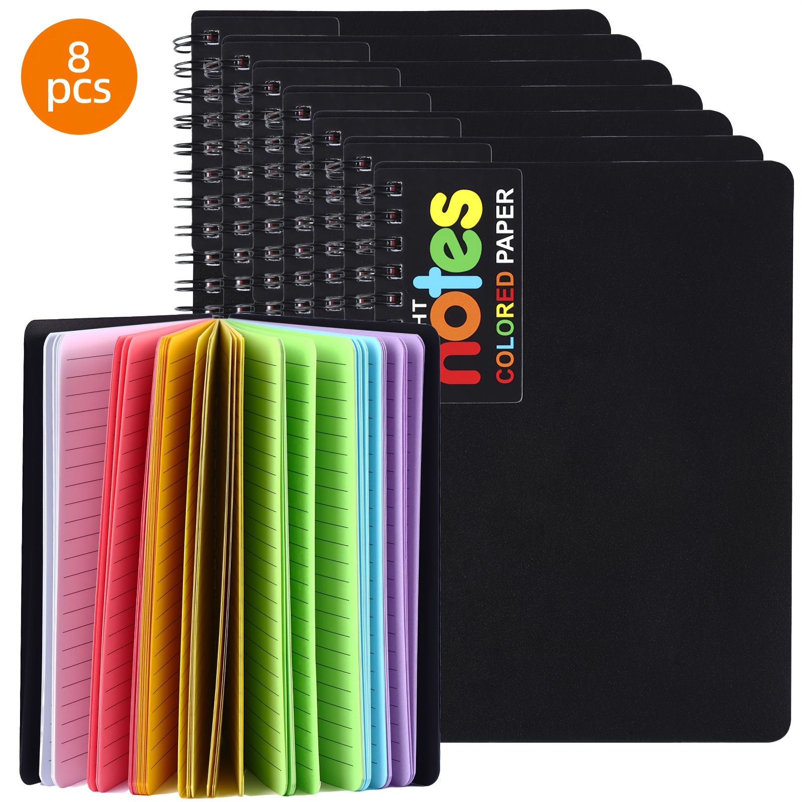 

Superlele 8 Pack Spiral Notebook 5 X 7in College Ruled Note Journals, Poly Cover Bright Neon Colored Lined Paper Memo Pads Sheets/200 Pages For School, Office, Suitable For Christmas Gift