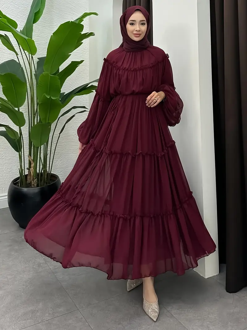 womens modest muslim elegant maxi dress belt long dresses - Temu womens modest muslim elegant maxi dress belt long dresses - Temu