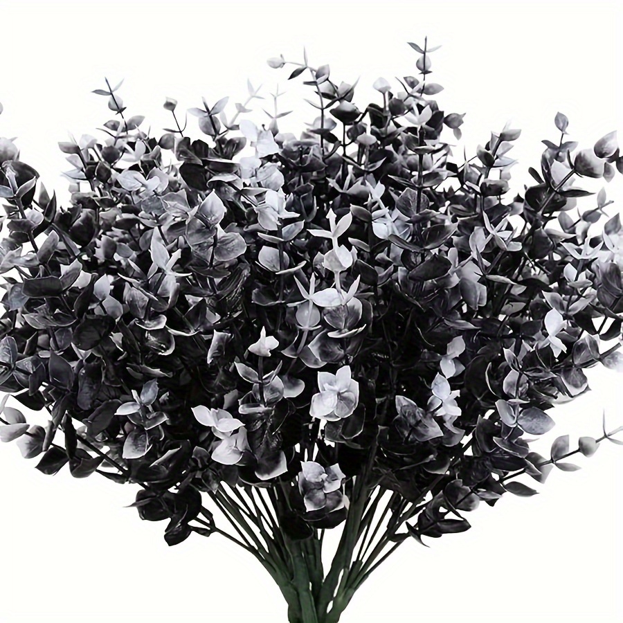 

4-pack Uv Resistant Outdoor Artificial Flowers - Black & White Greenery Swags For Hanging Planters, No Electricity Needed, Featherless, Decor For Halloween & Home Decoration