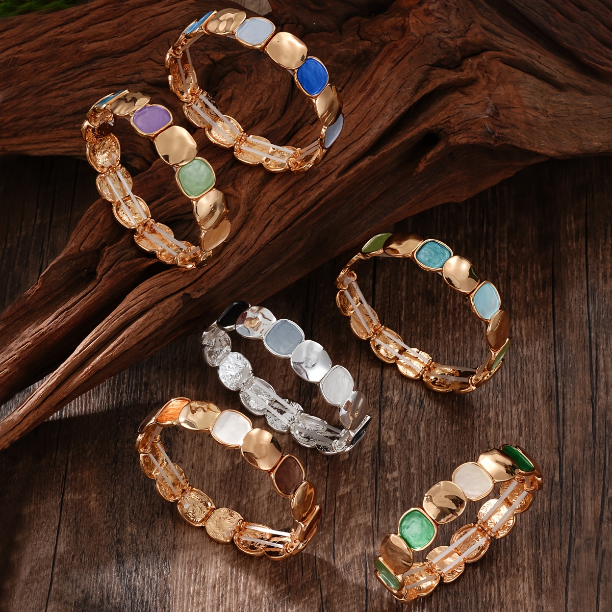 Vintage Geometric Square Bangle Bracelet for Women