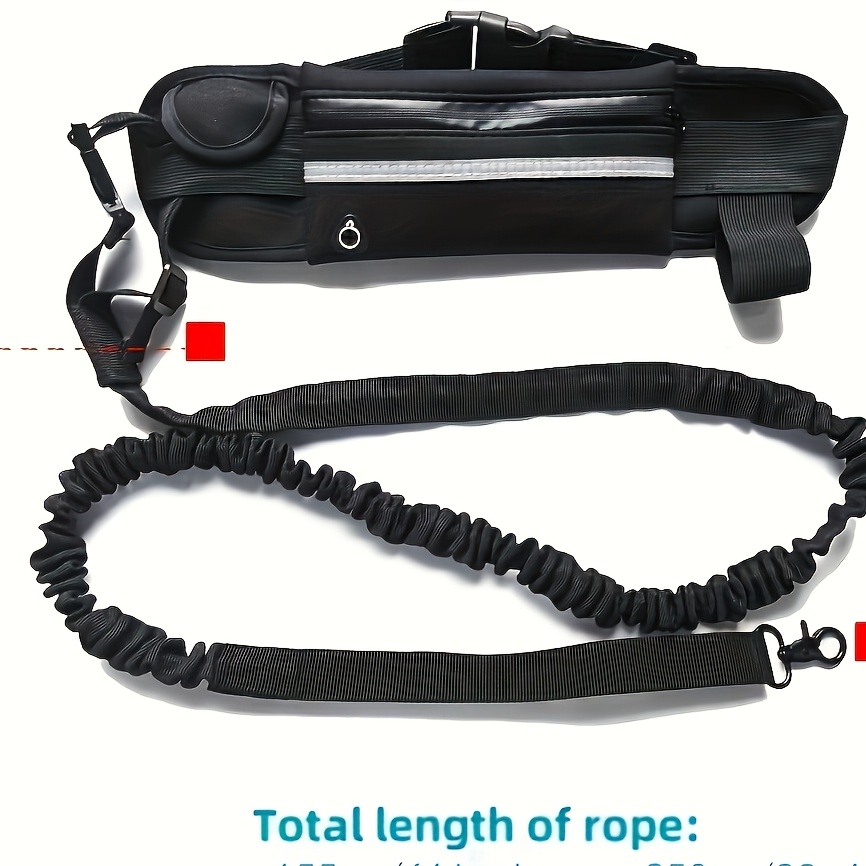 Image of 1pc Dog Leash With Zipper Pouch Waist Bag, Dual Padded Handles And Durable Bungee For Walking, Jogging, And Running Training Pet Traction Rope