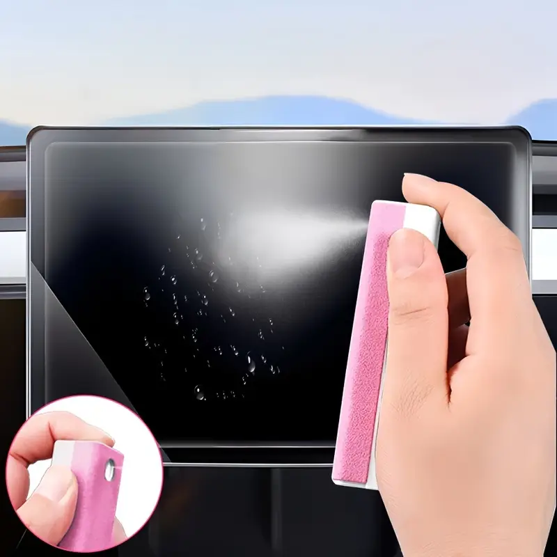 15ml portable car screen cleaner spray wipe combo no refills needed self fiber cloth for glass touchscreens dashboard interior cleaning hygienic car care sturdy handle car cleaning accessories details 2