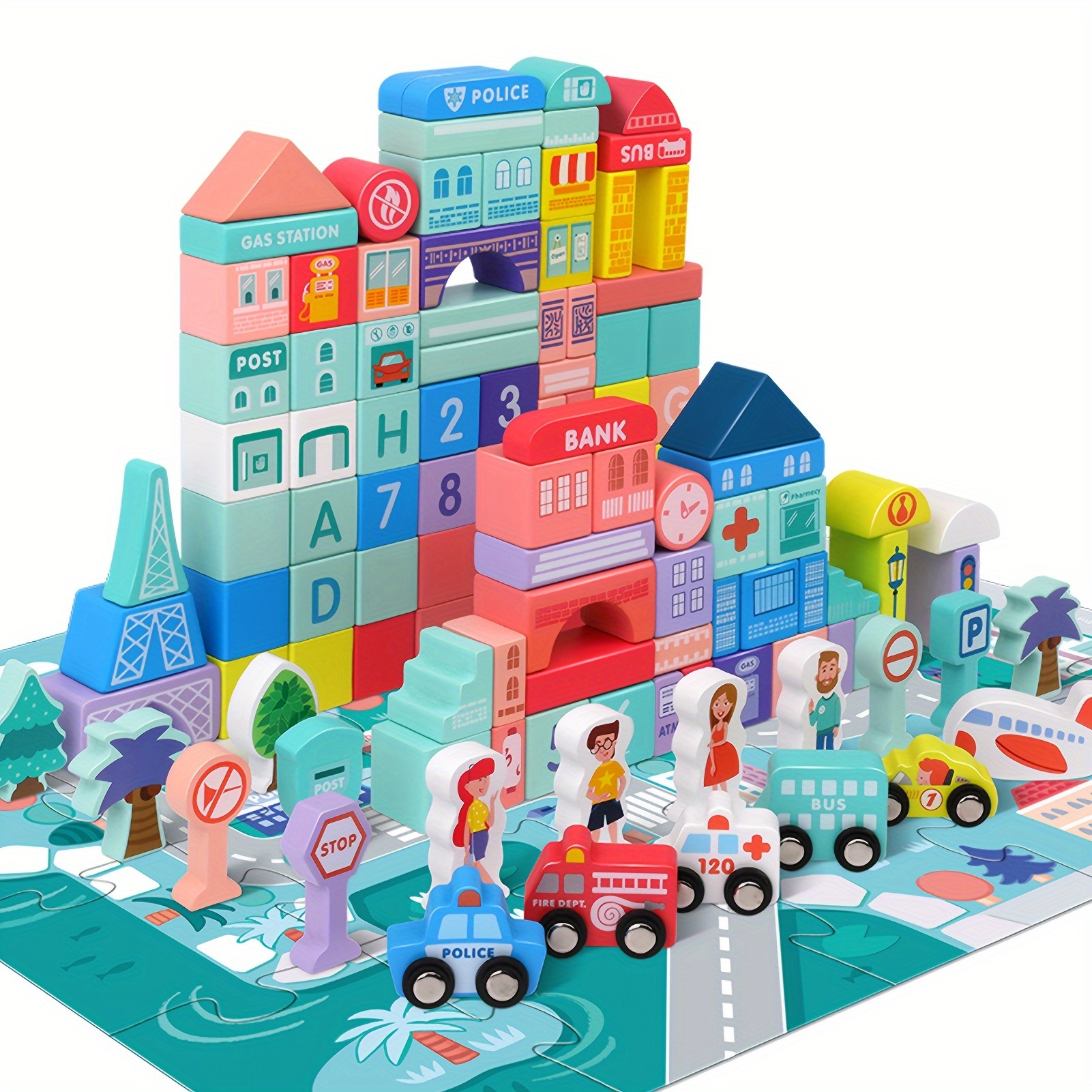 

Ygjt Wooden Building Set For , City Educational Toy Map, Teacher Aids & Resources For , English , 0-3 Years, & Included