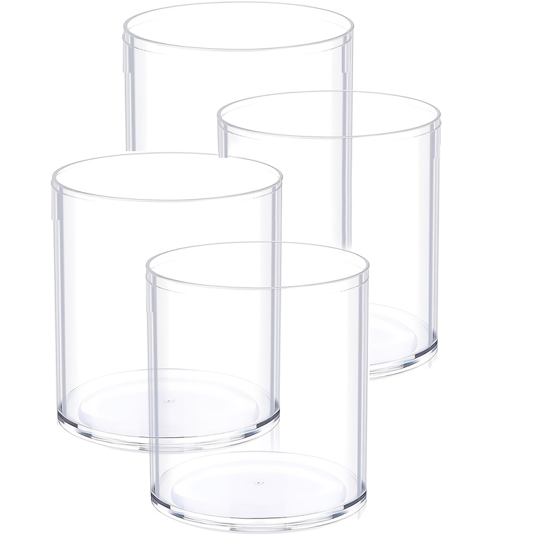 Image of 4pcs Set Of Transparent Shatterproof Acrylic Cylindrical Vases - Thickened Round Centerpiece Decorative Vases, Suitable For Home Gatherings Wedding Table Decorations, Modern Plastic Cylindrical Vases