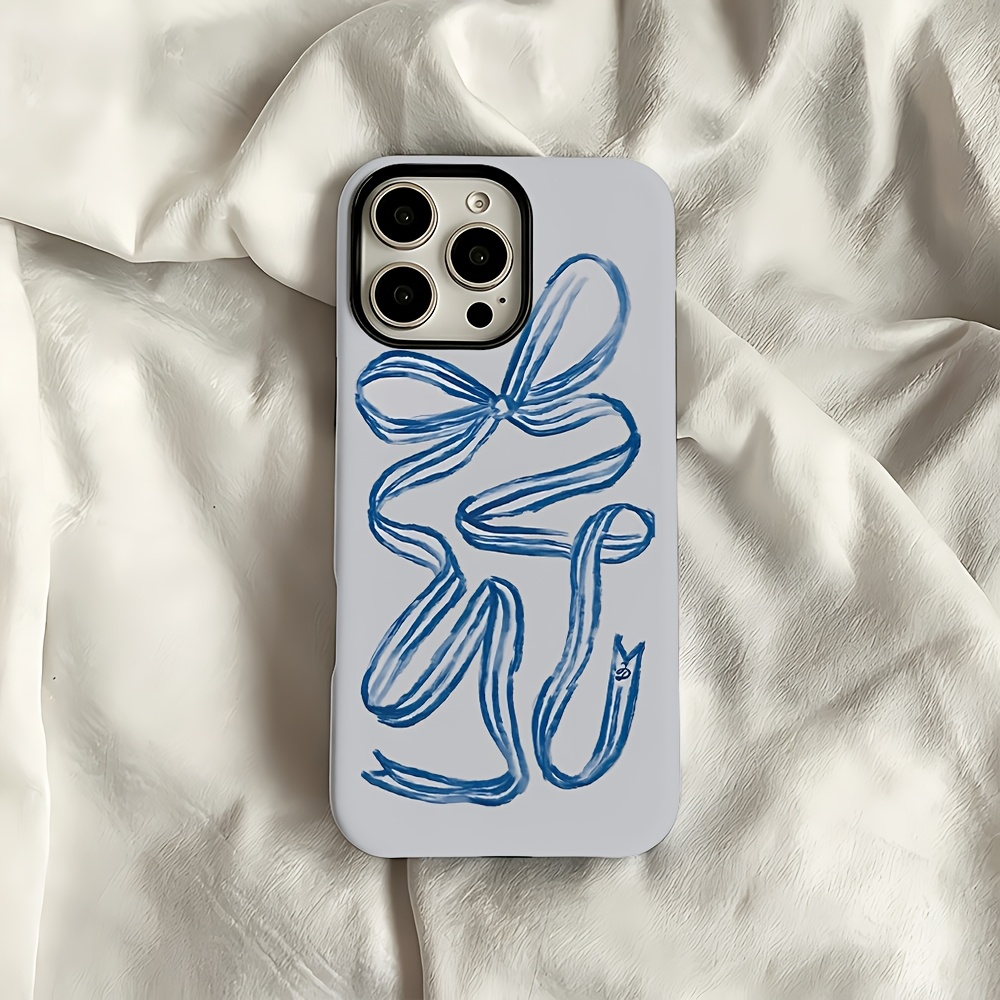 phone case blue calligraphic pattern phone case suitable for iphone 17 16  14 13 12 11   xr   8 7 plus   hard pc double layer back cover