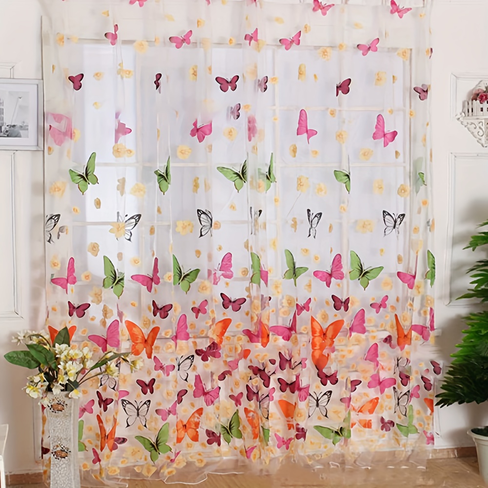 Image of 2pcs 100x270cm Large Transparent Sheer Curtains, Uv Resistant Polyester Rod Pocket Drapes, Decorative Window Treatments For Bedroom And Living Room, Home Decoration