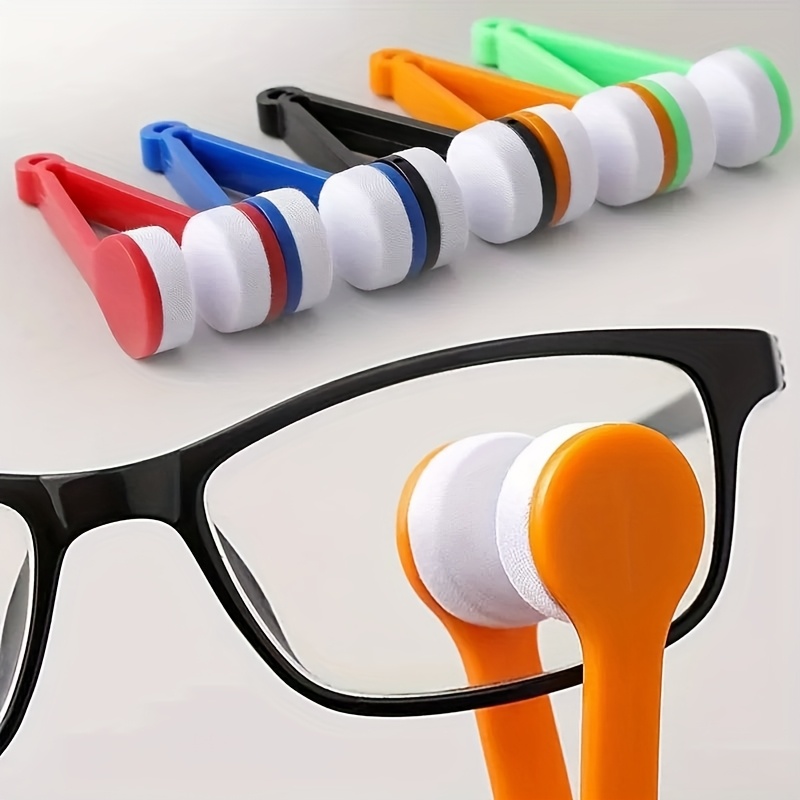 Image of 9pcs Random Color Premium Eyewear Cleaning Travel Kit, Featuring Microfiber Cloth And Double-sided Brush, Goodbye To Stains, Ideal Eyewear Gift