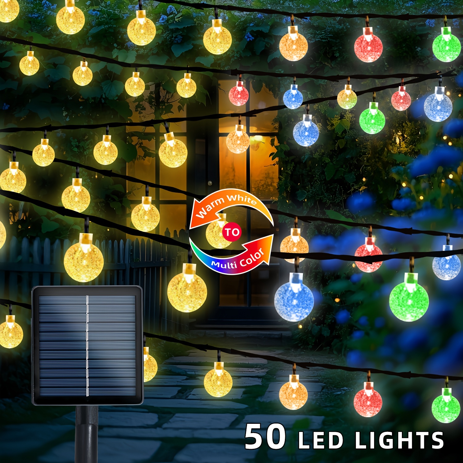 Image of Rgb Led Strip, Solar Light, 100/50/20 Led Lights, 11 Lighting , Automatically Lit At Night And Automatically Turned Off During , Suitable For Courtyards, Gardens, Weddings, , Christmas, Parties