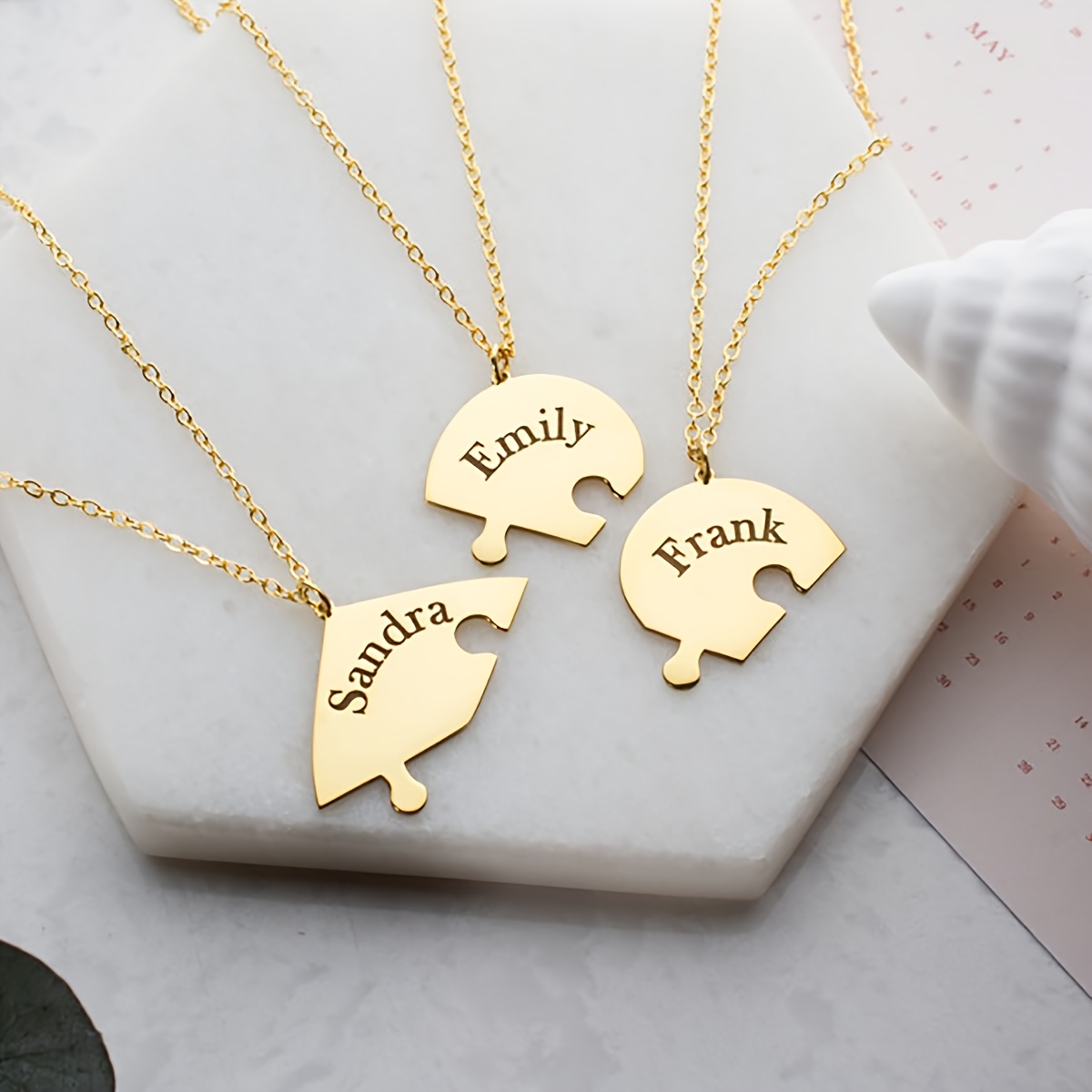 Custom Heart-Shaped Puzzle Necklace — Personalized Friendship Gift