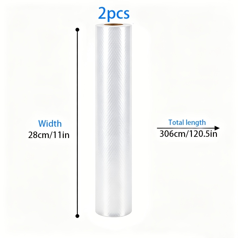 TEMU 2 Rolls 306 Cm Food-grade Vacuum Sealer Rolls Manual Handheld Sealer, No Battery Needed, Extend For Fruits, Veggies, Meats & More, Reusable