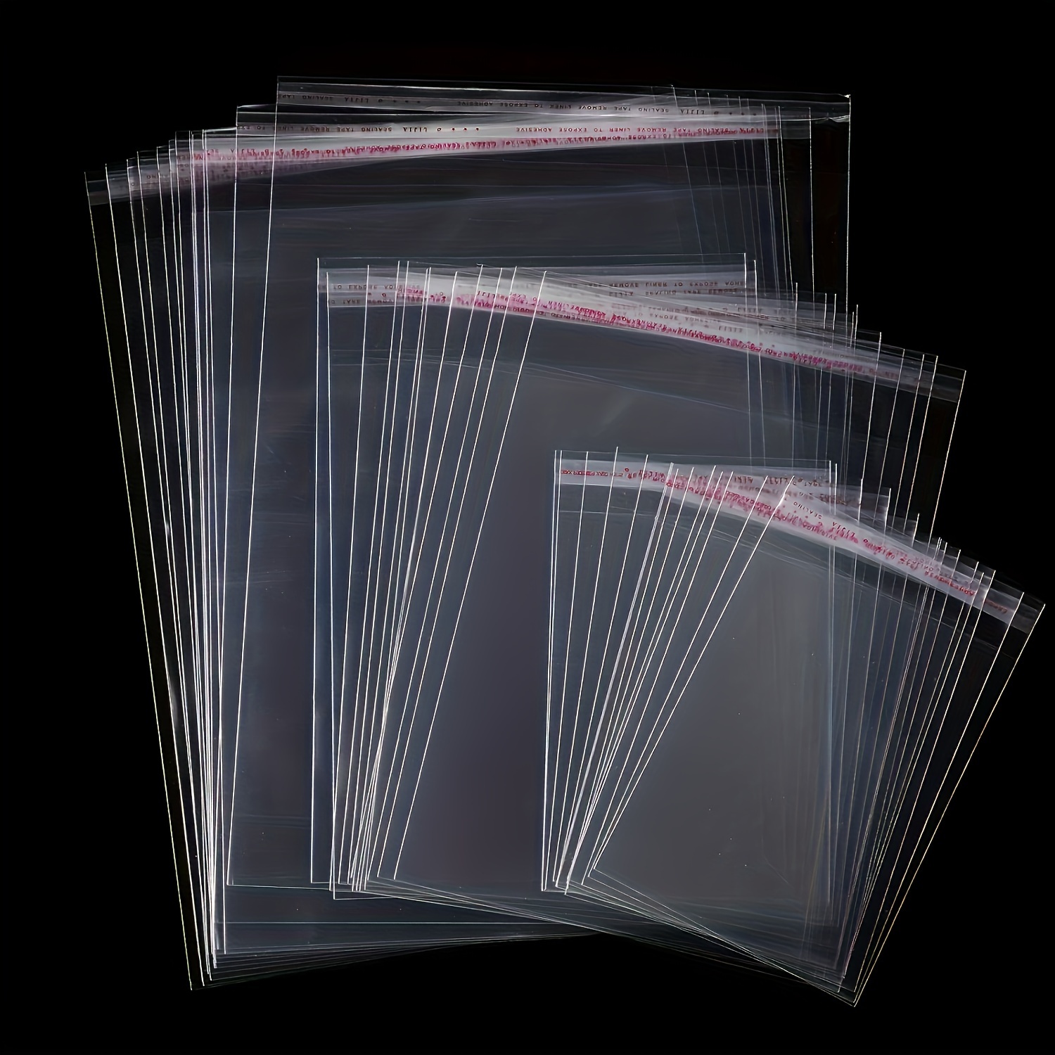 

100-pack Clear Self-adhesive Poly Bags, Resealable Plastic Packaging Pouches, Protective Sleeve For Prints & Cards