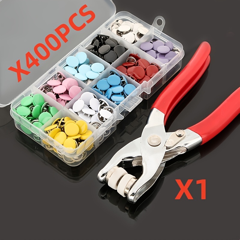 

400 Pcs Colorful Stainless Steel Snap Button Set With Stainless Steel Manual Pressure Pliers - Perfect For Sewing Snap Buttons, Diy Crafts, Clothing, Hats, Bags, And Sewing Accessories (colors Random)
