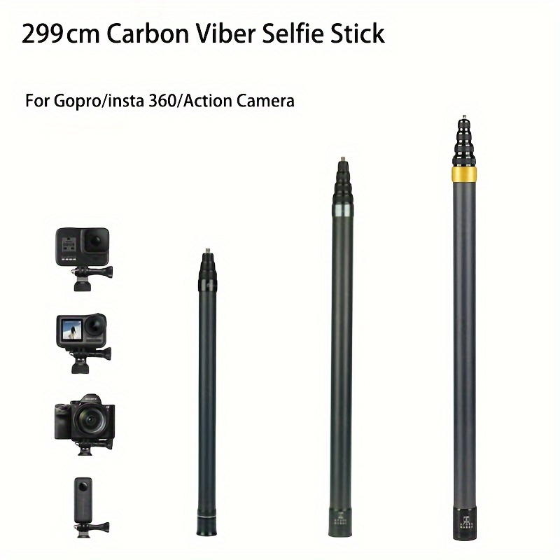 

Ty930 Extendable Carbon Fiber Selfie Stick, 9-section Telescopic Pole For Action Cameras, Compatible With , 299 Cm Max Length, Handheld Monopod Accessory