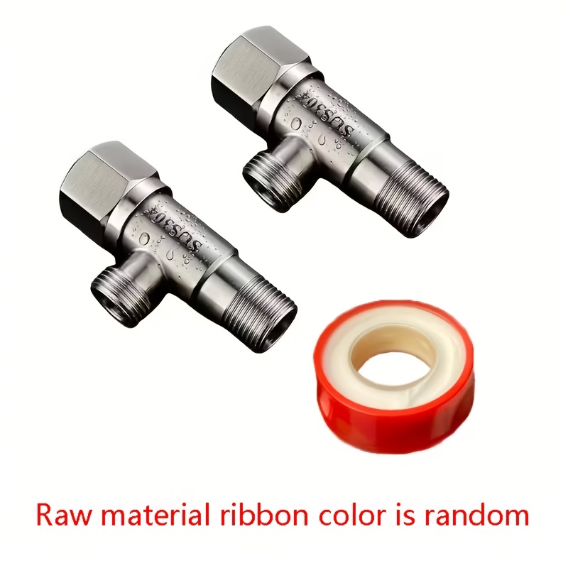 TEMU 3pcs Stainless Steel Angle Valve With Gasket Tape - 4mm Diameter, G1/2 Thread, Adjustable Water Flow, , Suitable For Toilet Faucets, Durable And