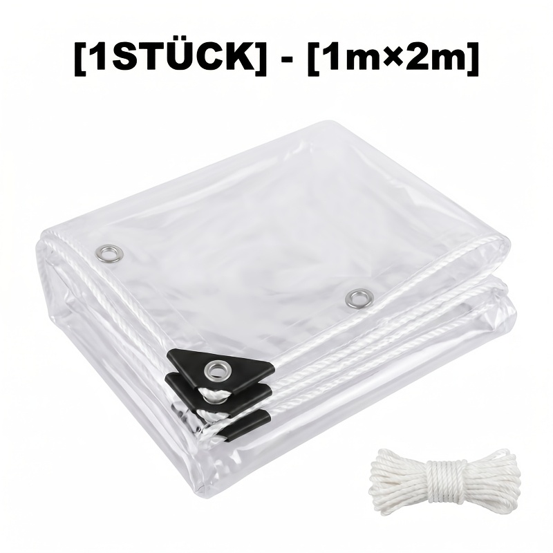 Image of 1pc 20 Mil Thickened Pvc Clear Tarp, Outdoor Camping Tarp, Picnic Mat Ground Cover, Firewood Pile Cover, Equipment Waterproof Cover, Anti Tear Anti Puncture, And Free Hanging Ropes Included