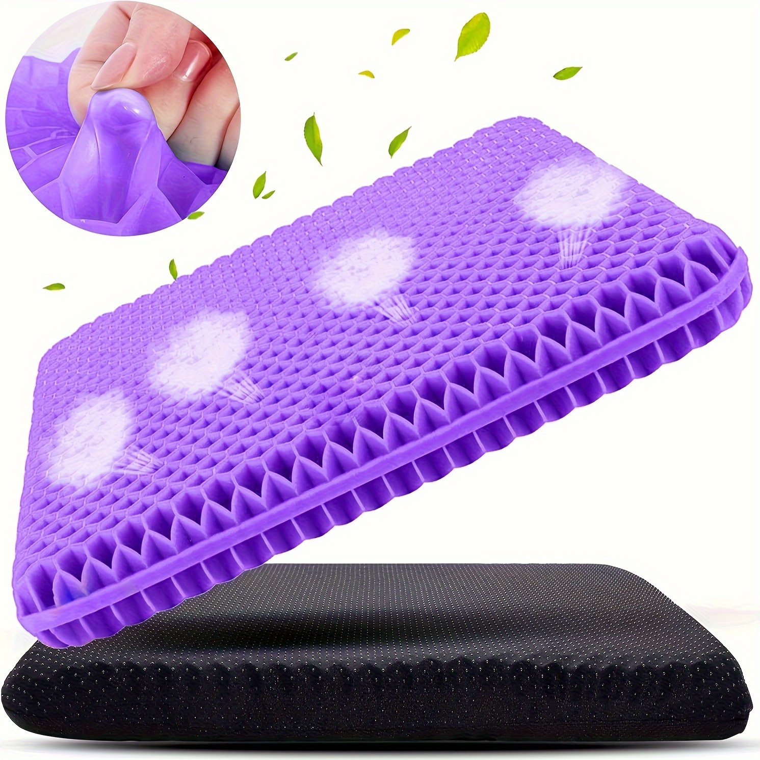 1pc cushion cover heavy duty suitable for wheelchair office chair gel seat cushion double thick soft breathable with non slip cover portable rectangular   for prolonged sitting 1 cushion 1 cover