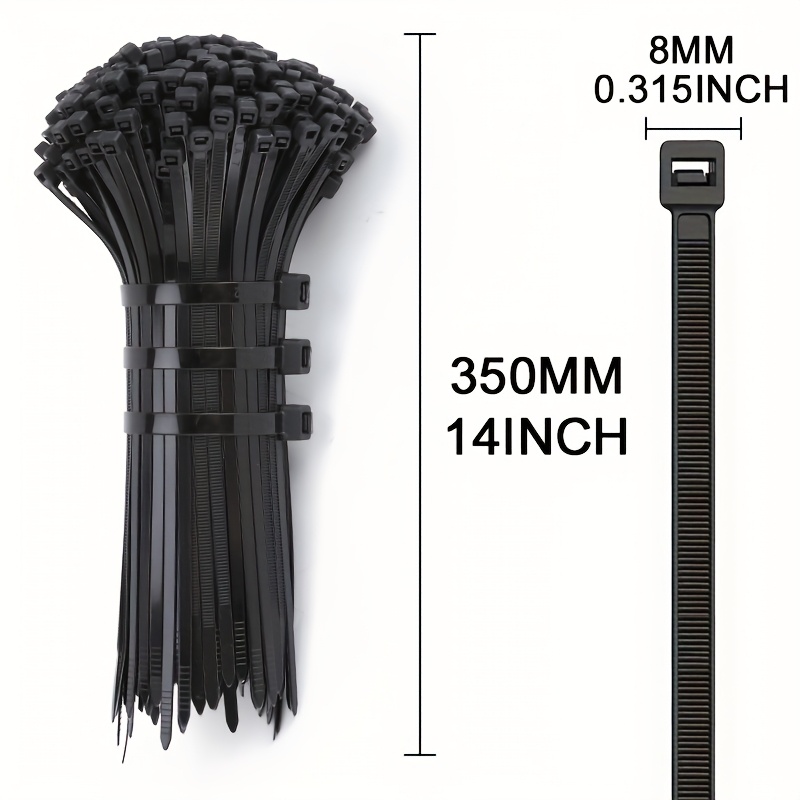 TEMU 100pcs Attaches de câble en nylon robustes multi-large 5Mm/6Mm/8Mm en option, haute résistance, résistantes à la corrosion, attaches de gestion