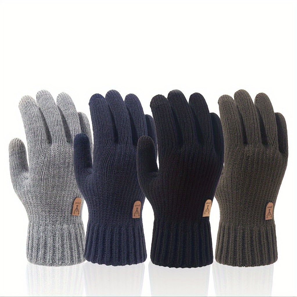 

1pair Gloves, Thickened And Riding Driving Touch Knitted Gloves