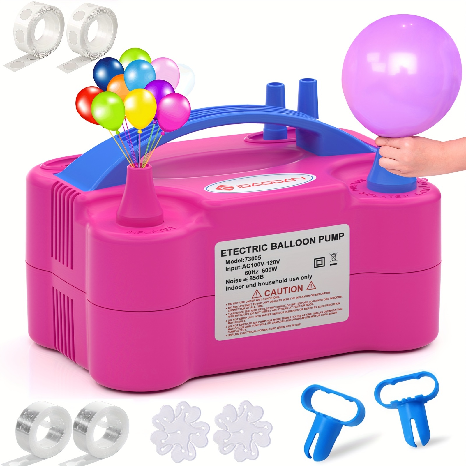 

Electric Balloon Pump In Vibrant - Quick In 3 Seconds, Portable With Dual Nozzle, Motor, For Party, Wedding & Birthday Decorations - Includes Balloon Tying Tool, Shock-proof, Works On Us Plug