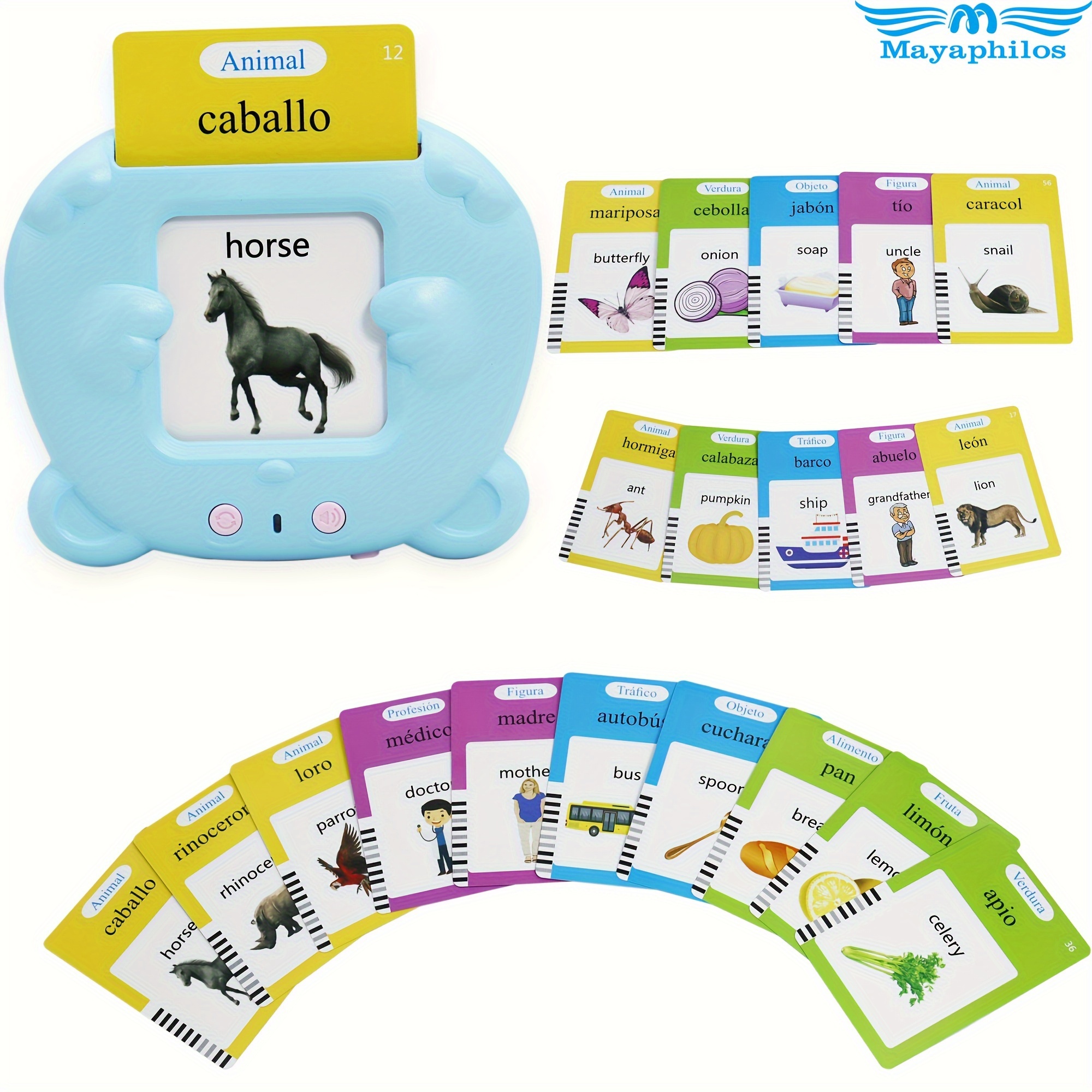 224 Words Spanish English Bilingual Talking Flash Cards - Temu Canada