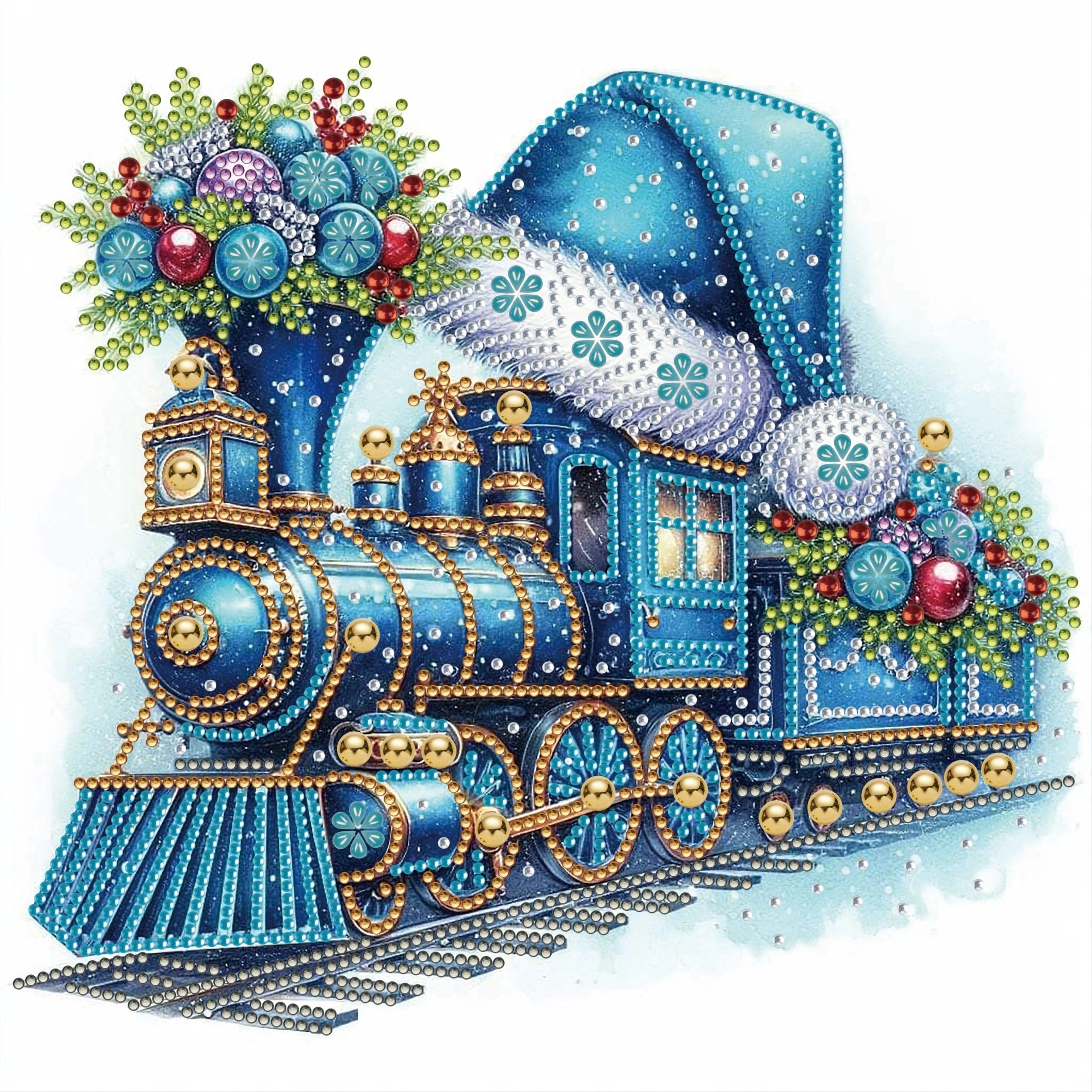 

Diy 5d Christmas Train Diamond Painting Kit - Special Shaped Crystal Art With Hanging Chain, Holiday Decor & Handmade Gifts, Ideal For Home, Garden, Door Signs & Wall Hangings