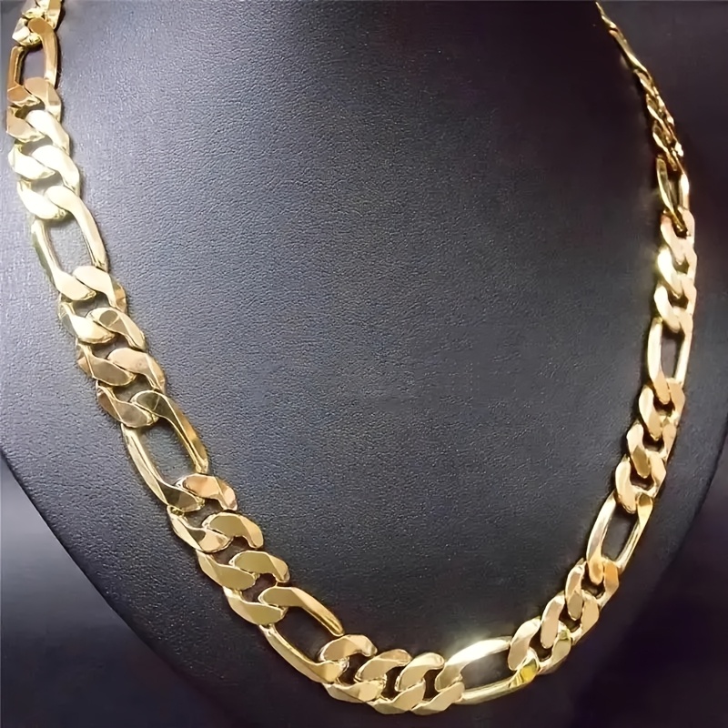 TEMU A Fashionable Thick Necklace, Made Of 304 Stainless Steel, Is Suitable For Men And Women. This Trendy Golden Necklace Is An Jewelry Gift For