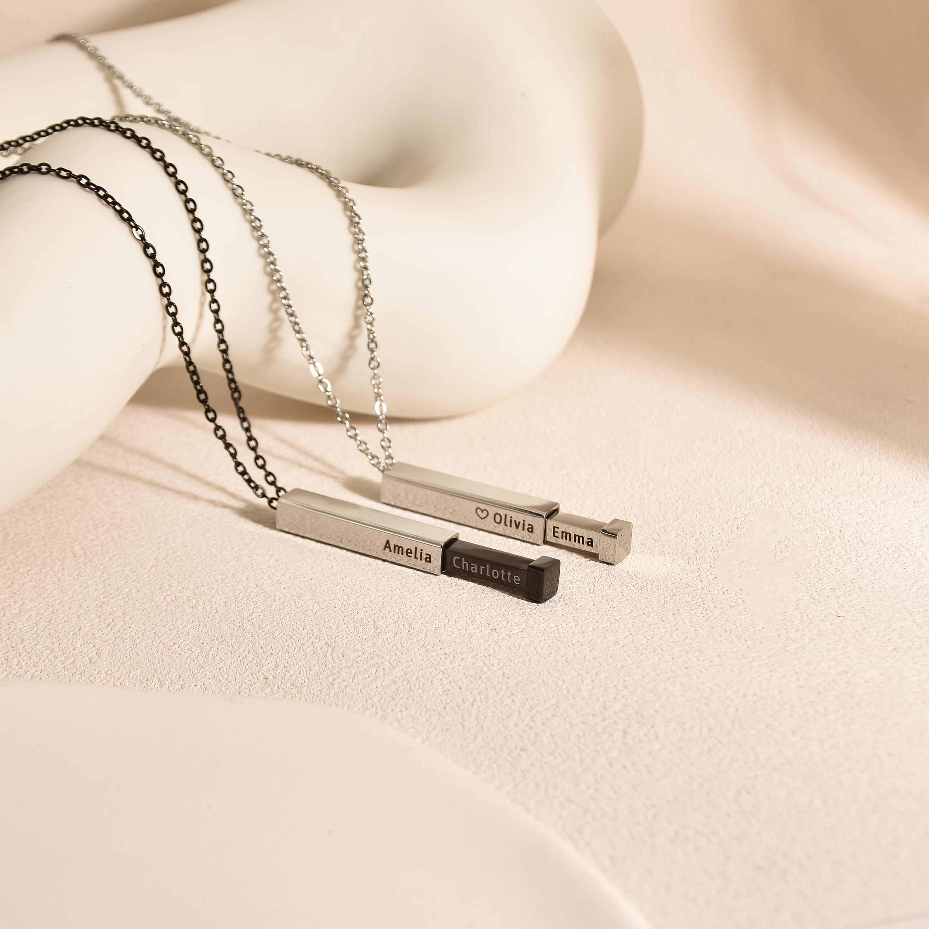 Personalized Sliding Necklace with Engraved Secret Message Pendant