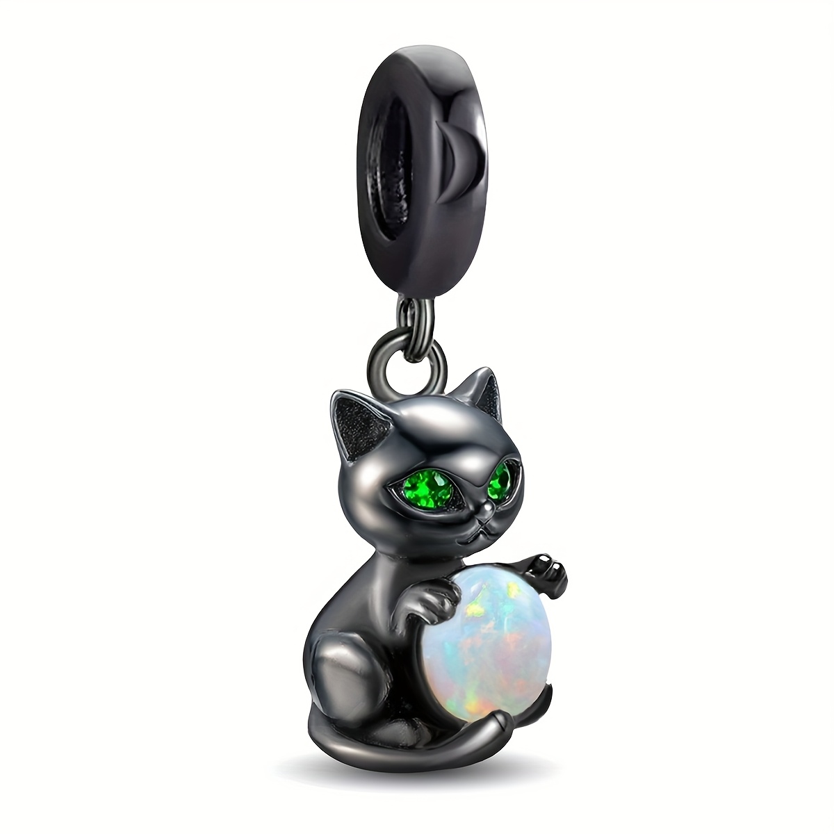 TEMU A Cat-themed Pendant With A Bead, Made Of 925 Silver Plated-plated Material, Suitable For Bracelets And Necklaces, Jewelry Making Additions For