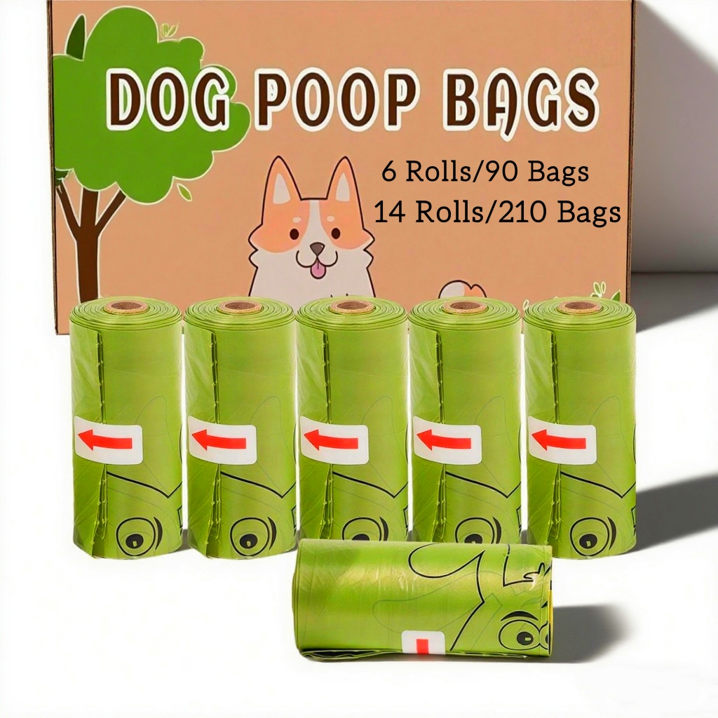 14 rolls of dog waste bags 210 strong   mix high quality cute puppy design sturdy and leak proof effective   outdoor dog waste bag replacement rolls 0