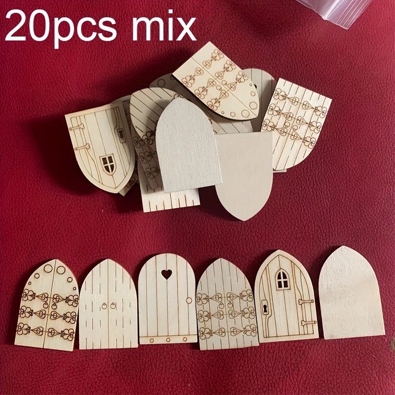 Image of 20pcs Handmade Diy Painted Wooden Door Castle Vintage Wooden Door Home Decor Ornament Miniature Landscape Decoration