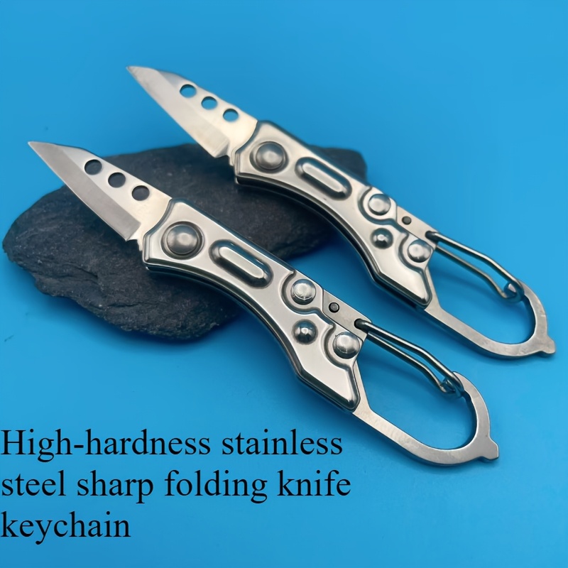 mini pin design folding mini knife keychain made of high hardness stainless steel sharp knife key pendant daily   package opening knife outdoor travel peeling and cutting knife as well as a pendant